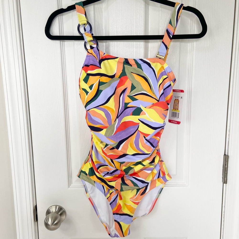 Anne Cole Asymmetrical One Piece Swimsuit NWT in Sea Grass Removable Straps XS